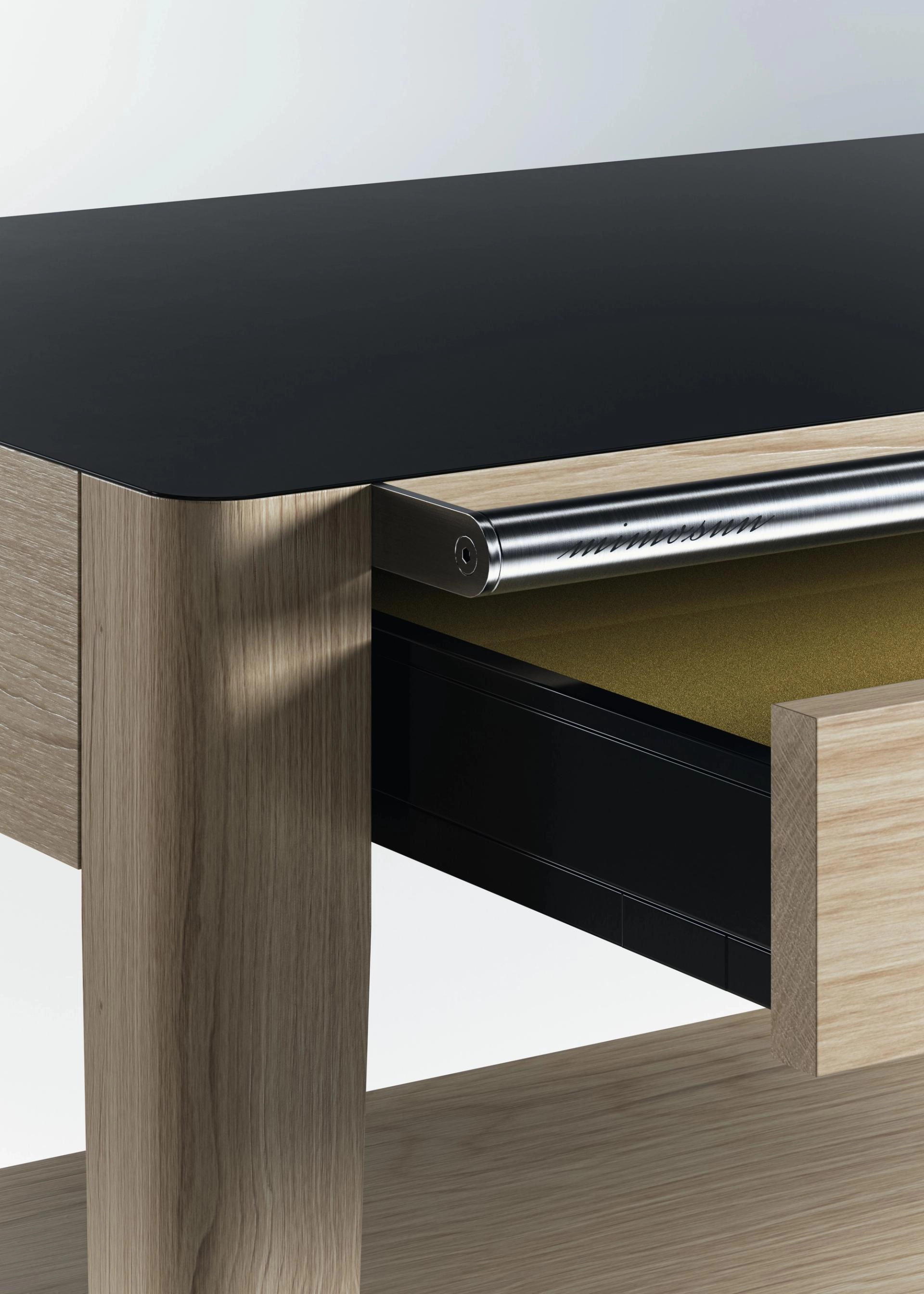 Chariot de service en chêne de Bourgogne avec un plateau supérieur, une étagère inférieure et une poignée en acier inoxydable.